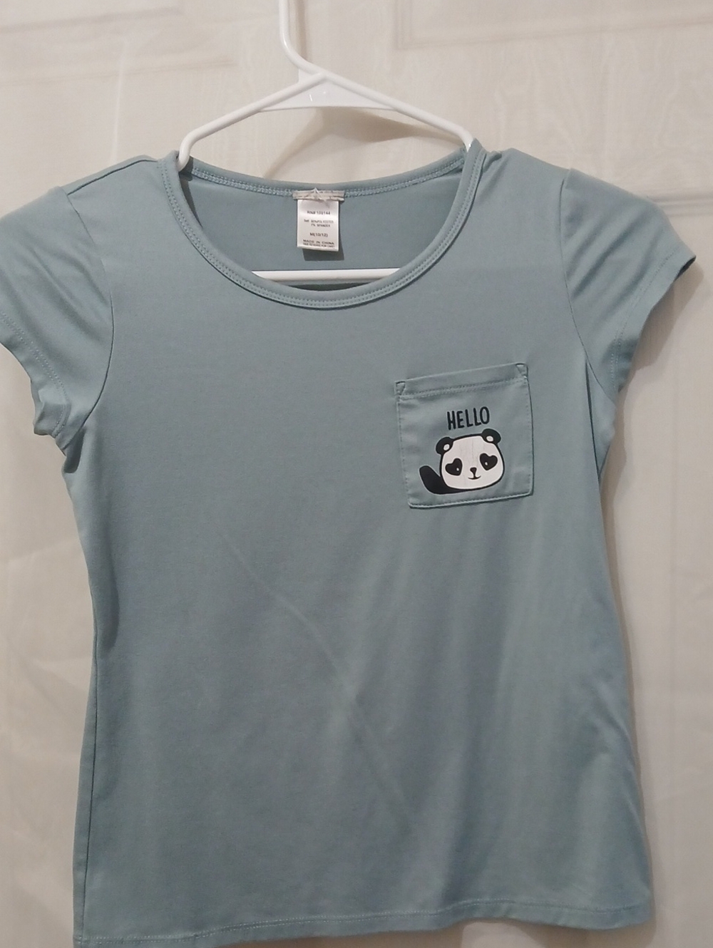 Girl's Short Sleeve Tee with Panda Pocket